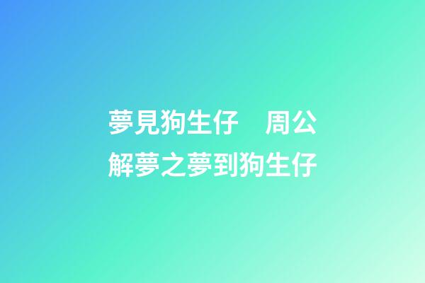 夢見狗生仔　周公解夢之夢到狗生仔